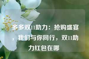  多多双11助力：抢购盛宴，我们与你同行，双11助力红包在哪 第1张